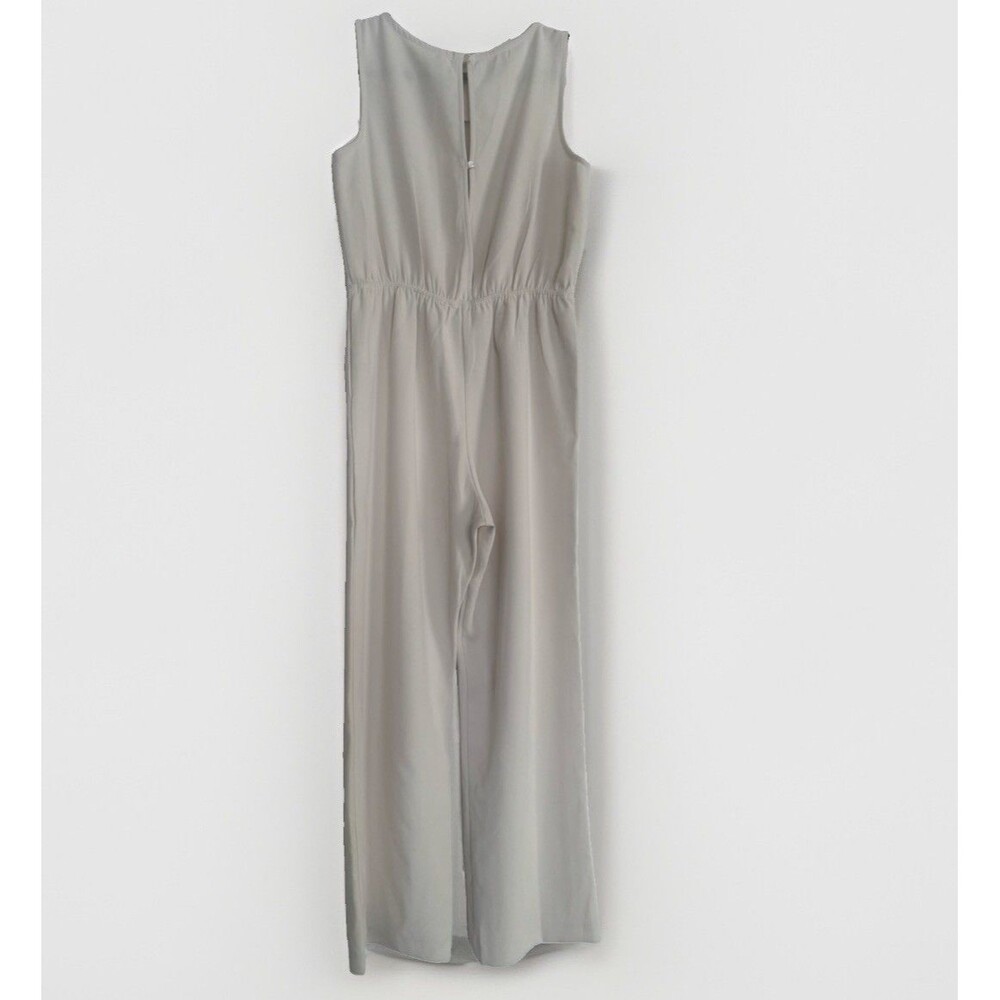 Song of Style Jumpsuit Cream Wide Leg Sleeveless Pleated Size Large Quiet Luxury - Picture 12 of 14